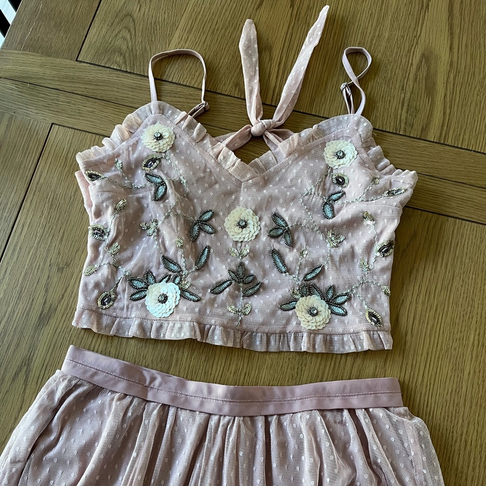 Beautiful Beaded Top & Skirt Set Size Small